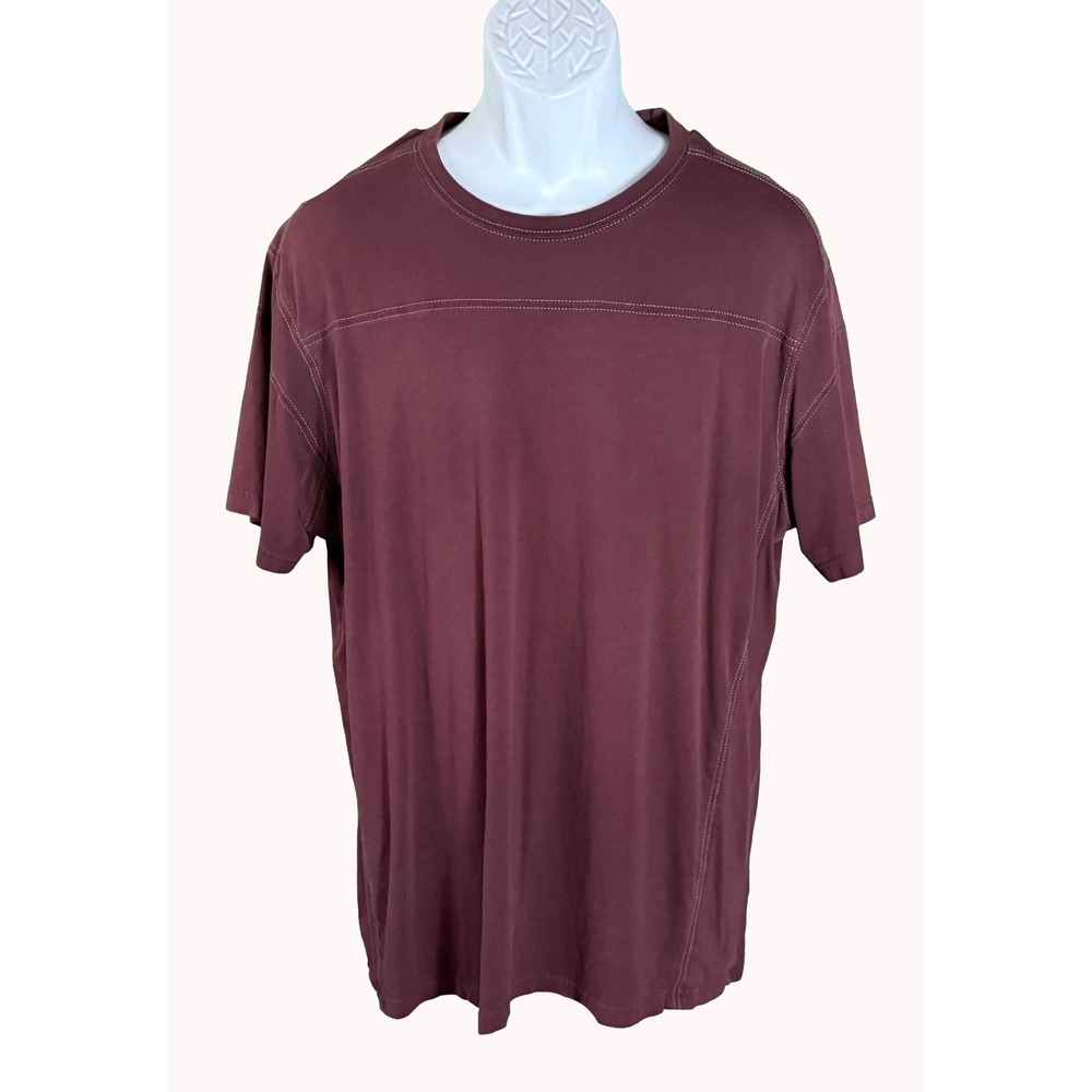Kuhl T-Shirt Mens XL Burgundy Supima Cotton Contrast Stitch Short Sleeve Tee